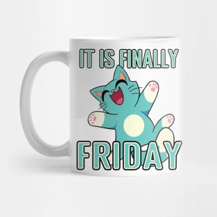 Cartoon Cat - Finally Friday Mug